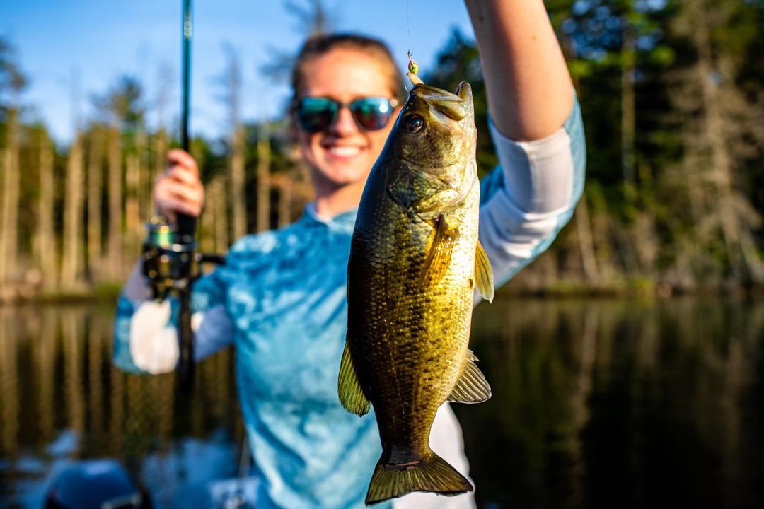 Woman catching a fish