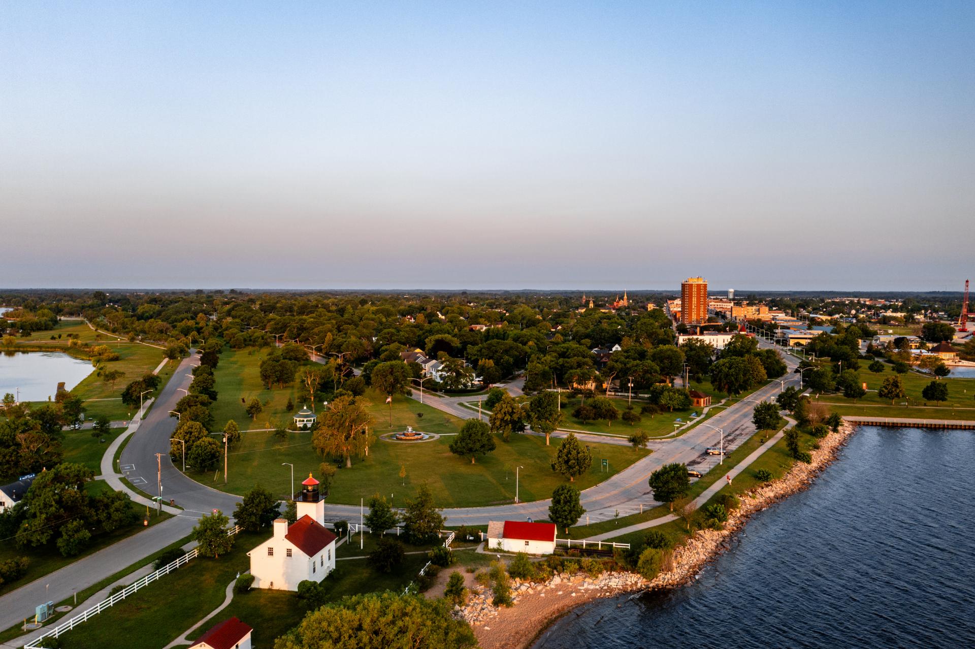 aerial view of ludington park