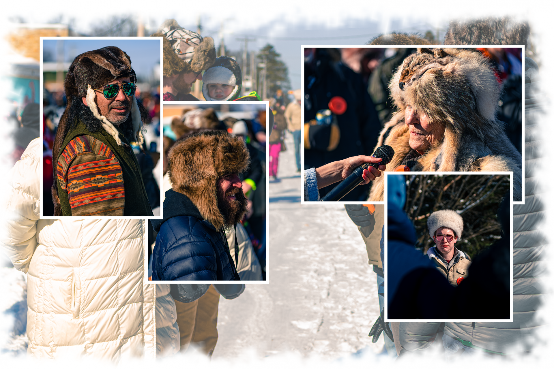 Contestants proudly display their exquisite fur garments, ranging from classic coats to modern designs, against the backdrop of the Trenary Outhouse Classic