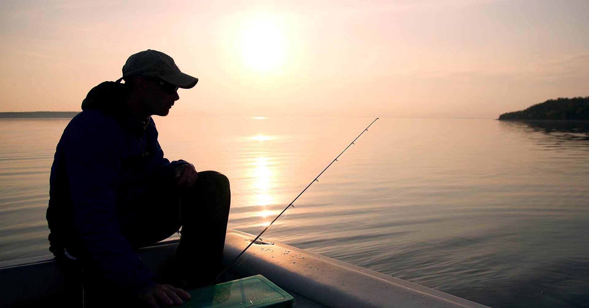 Fishing at sunset.