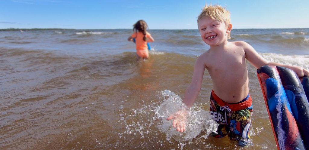 Boy splashing