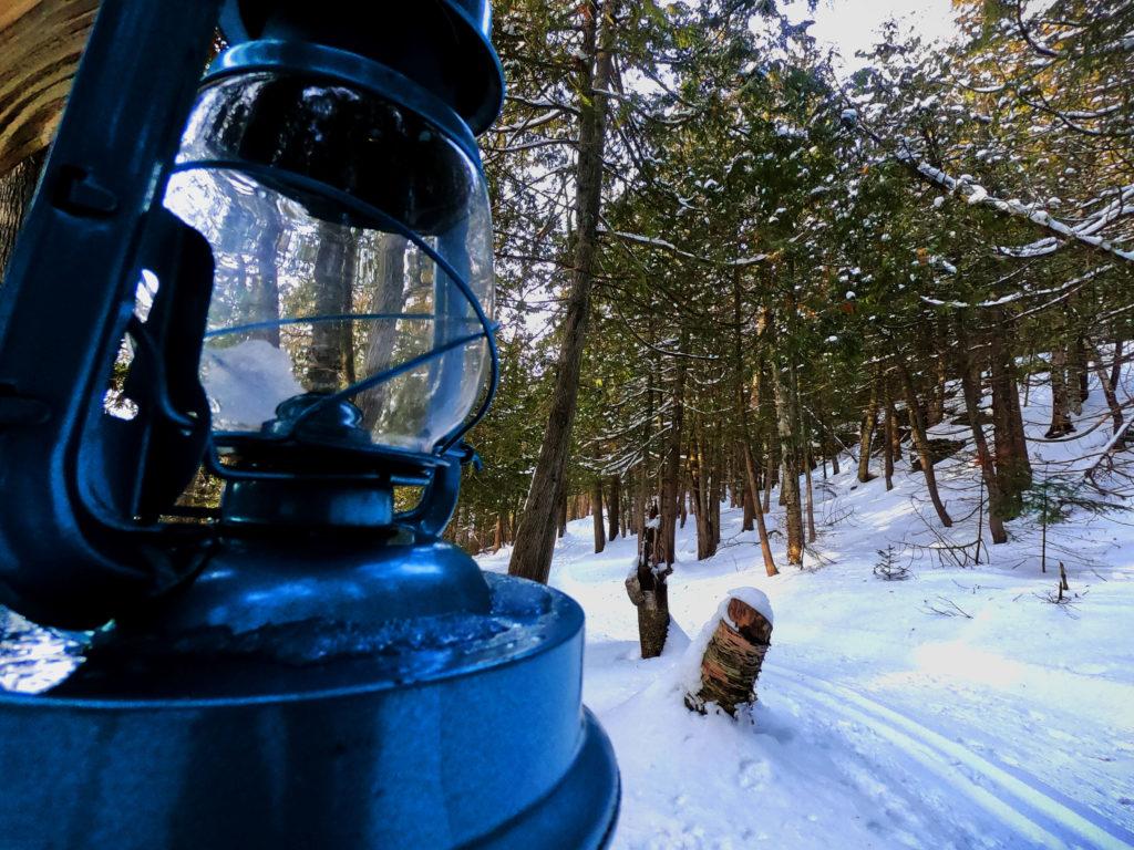 Lantern in snow