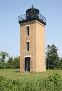 Front view of the Peninsula Point Lighthouse