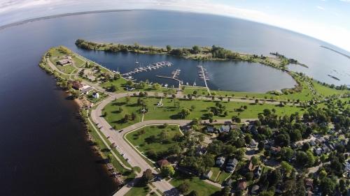 aerial view of the escanaba marina