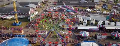 Ariel view of the UP State Fair rides